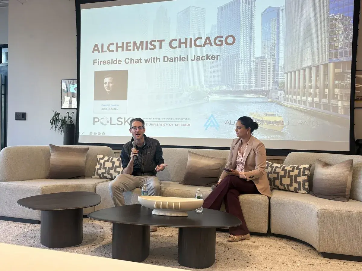 Daniel Jacker, CEO of ZaiNar, at an Alchemist Chicago fireside chat