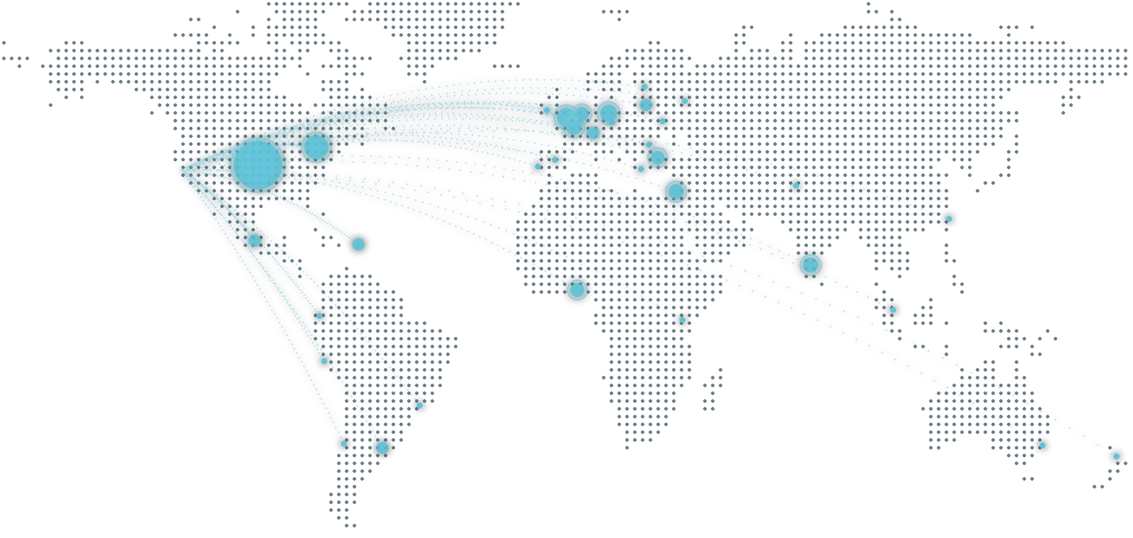 A dotted world map showing where Alchemist portfolio companies are based, sized by number of companies per country